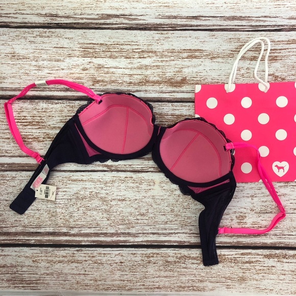 New PINK Victoria’s Secret Multi Way Bra Size 36C Navy Lace / Pink - Picture 5 of 9